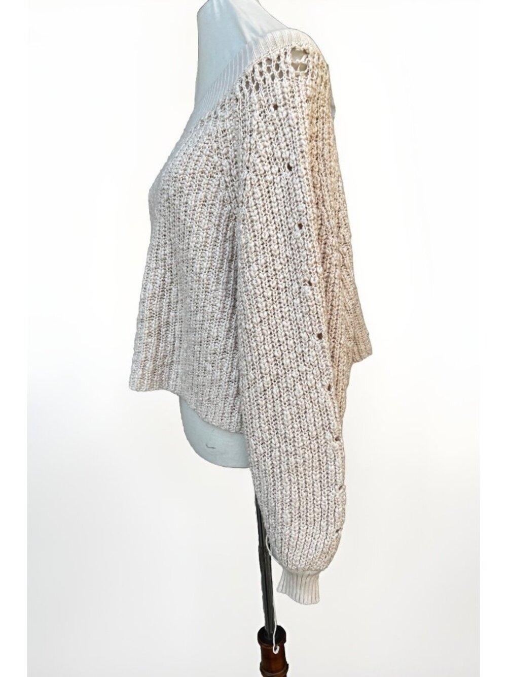 Free People Pandora’s Boatneck Chunky Knit Sweater Ivory Size M NWT Flaw - Picture 12 of 14